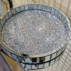 Alternative view of Sparkle Crushed Silver Crystals Round Large Serving Tray
