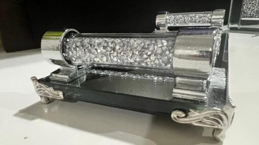 Mirrored Rectangle Tray with Handles & Crushed Diamonds Design - Image 6