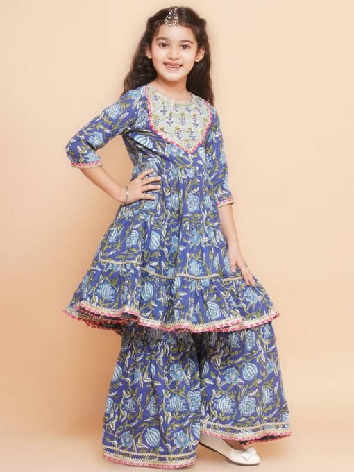 Sharara set blue with Red Dupatta - Image 6