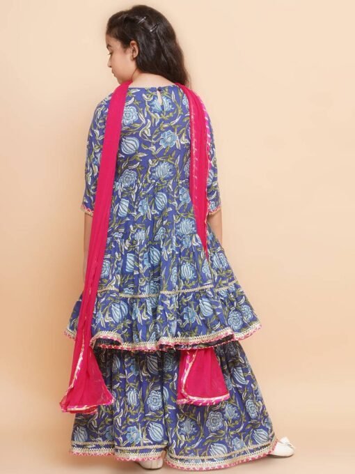 Sharara set blue with Red Dupatta - Image 5
