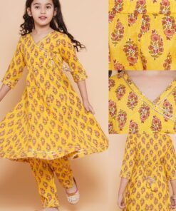 Yellow Mustard Dress with Floral Design