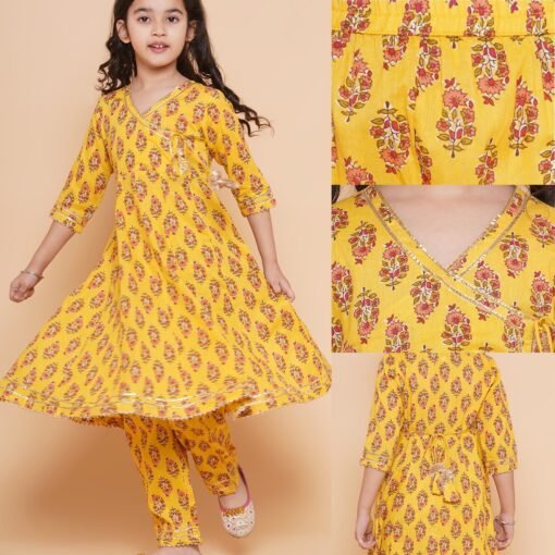 Yellow Mustard Dress with Floral Design