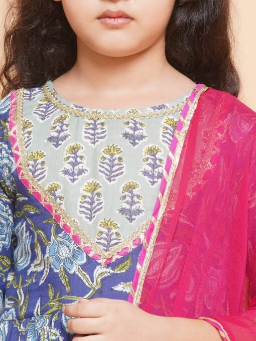 Sharara set blue with Red Dupatta - Image 4