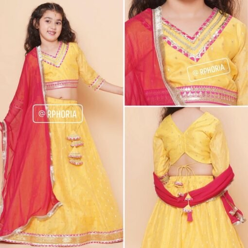 Yellow Jacquard booti Lehenga Choli with Dupatta