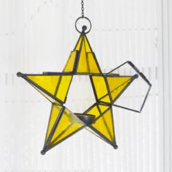 Hanging Star Lantern - Classic Yellow Tinted Glass