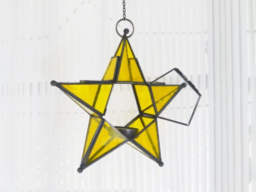 Hanging Star Lantern - Classic Yellow Tinted Glass