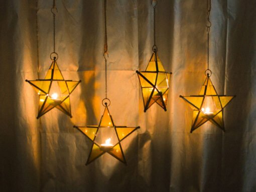Hanging Star Lantern - Classic Yellow Tinted Glass - Image 4