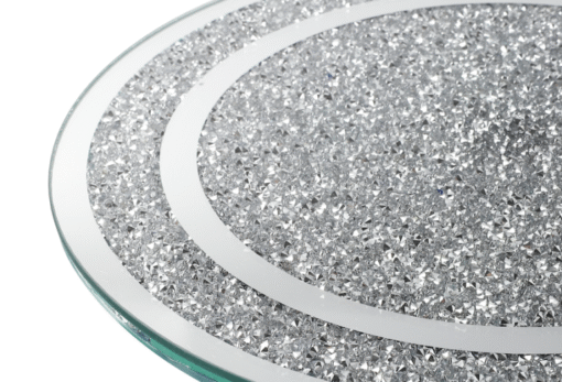 Mirrored Round Cake Stand with Sparkle crushed diamonds (Silver) - Image 3