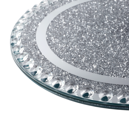 Sparkle Crushed Diamonds Silver Cake Stand with Pearl Crystal Border - Image 4