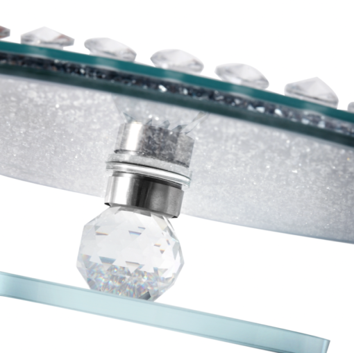 Sparkle Crushed Diamonds Silver Cake Stand with Pearl Crystal Border - Image 3
