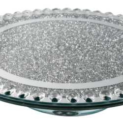 Alternative view of Sparkle Crushed Diamonds Silver Cake Stand with Pearl Crystal Border