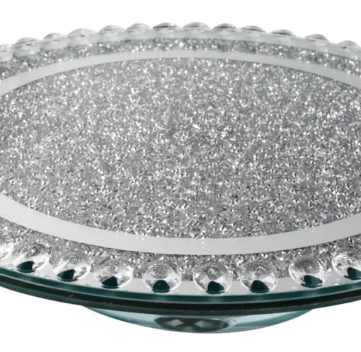 Sparkle Crushed Diamonds Silver Cake Stand with Pearl Crystal Border - Image 2