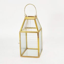 Crystal Glass Lantern with Brass/ Golden Metalic Finish