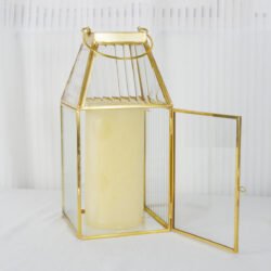 Alternative view of Crystal Glass Lantern with Brass/ Golden Metalic Finish