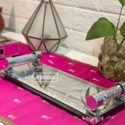 Alternative view of Mirrored Rectangle Tray with Handles & Crushed Diamonds Design