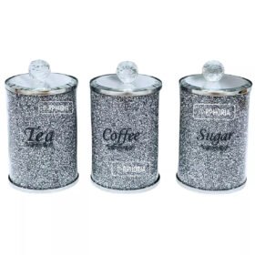 Crushed Diamonds Coffee Tea Sugar Jars (Silver)