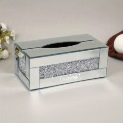 Alternative view of Mirrored Tissue Box Holder with Sparkle Crushed Diamonds (Silver)